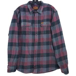 ORVIS Shirt Mens XL Multicolor Window Pane Plaid Flannel Heavy Button Up Outdoor